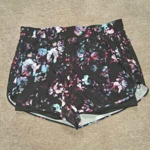 Avia Black Floral Print Running Shorts XXL